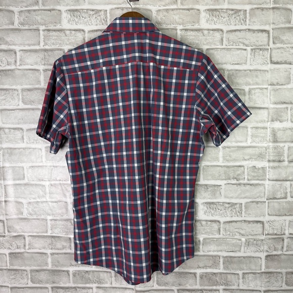 Mizzen+Main Performance Stretch Patriotic Plaid Casual Button Shirt LARGE TRIM - Picture 5 of 8